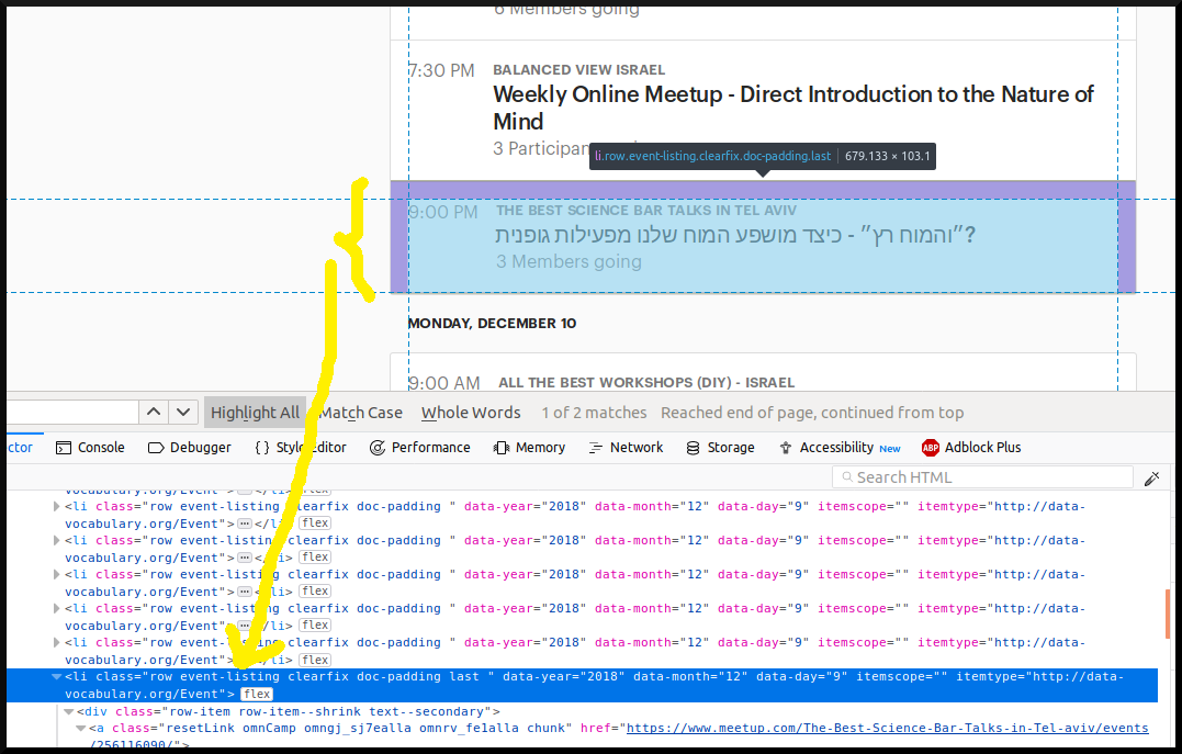 How I determined which tag to remove using the the built-in browser inspector